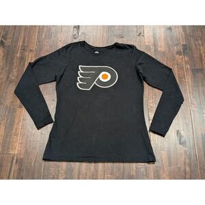 Philadelphia Flyers Shirt Womens Large Black NHL Hockey Long Sleeve Cotton Tee